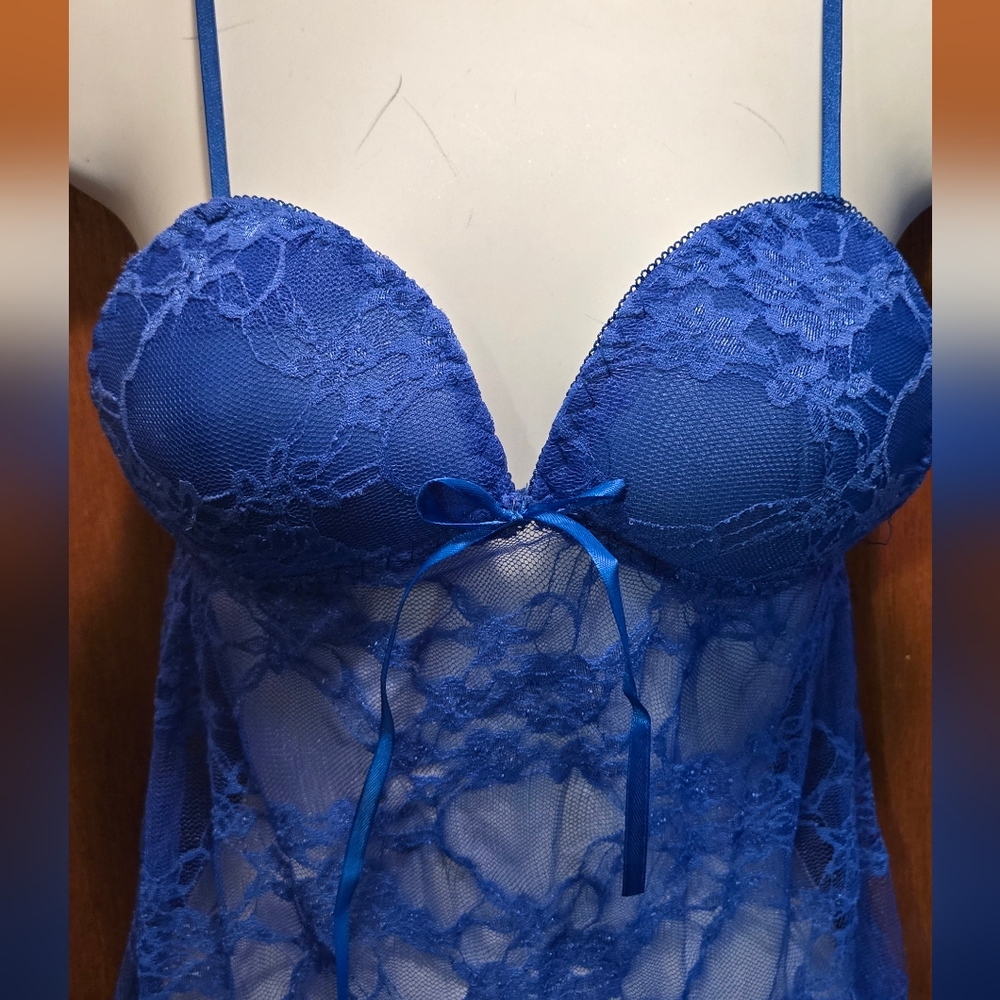 Blue lace NEW no tags teddy/camisole lingerie szS - Picture 3 of 5